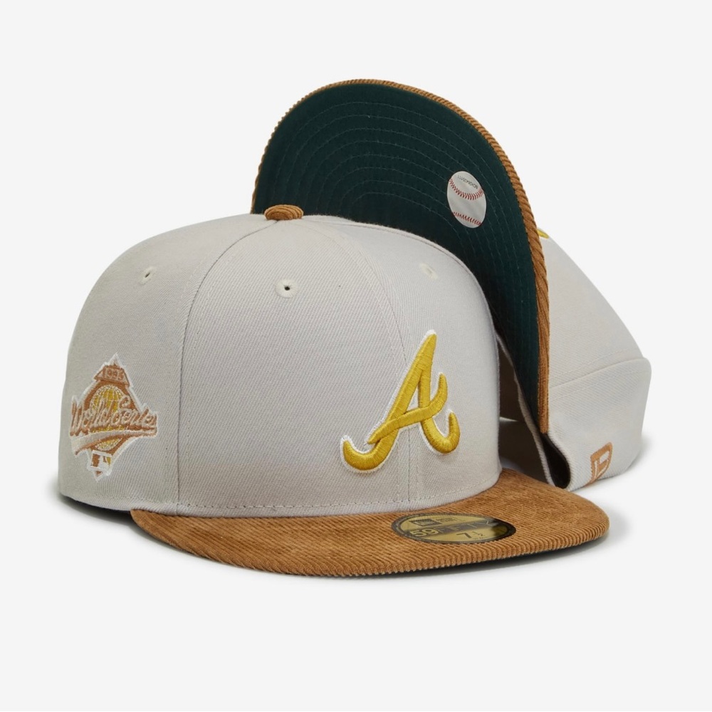 New Era Men's 59fifty X  Atlanta Braves Corduroy Visor Fitted Hat Size 7 1/2